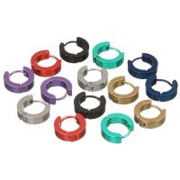 Stainless Steel Huggie Hoop Earring, Round, plated, hypo allergic & Unisex, more colors for choice, 14mm, Sold By Pair