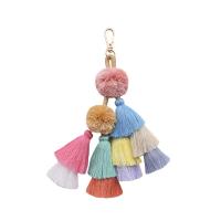 Bag Purse Charms Keyrings Keychains Zinc Alloy with Cotton Thread Tassel rose gold color plated for woman multi-colored nickel lead & cadmium free Sold By PC