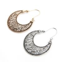 Tibetan Style Drop Earrings, Moon, fashion jewelry & for woman & hollow, more colors for choice, nickel, lead & cadmium free, 48mm, Sold By Pair