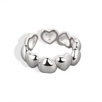 Brass Cuff Finger Ring Heart plated Adjustable & for woman 6mm US Ring Sold By Lot
