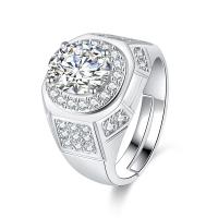 Anilo de dedo, metal, chapado en color de platina, Ajustable & para hombre & con diamantes de imitación, 19mm, 5PCs/Grupo, Vendido por Grupo