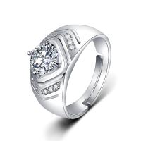 Rhinestone палец кольцо, Латунь, Платиновое покрытие платиновым цвет, Регулируемый & Мужский & со стразами, 18mm, 5ПК/Лот, продается Лот