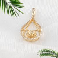 Brass Peg Bail micro pave cubic zirconia golden Sold By PC