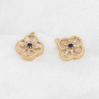 Cubic Zirconia Micro Pave Brass Pendant with Shell Flower micro pave cubic zirconia golden Sold By PC
