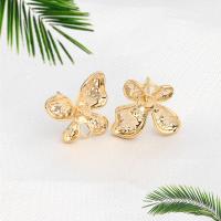 Brass Earring Stud Component Butterfly golden Sold By PC