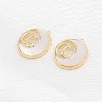 Brass Jewelry Pendants, with Shell, Round, golden, 13x13x1mm, Sold By PC