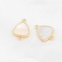 Mosaz Šperky Connector, s Skořápka, Trojúhelník, zlatý, 15x11x2mm, Prodáno By PC