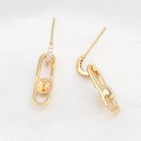 Brass Earring Drop Component, micro pave cubic zirconia, golden, 25x6x3mm, Sold By PC