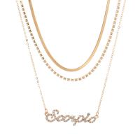 Multi Layer Necklace Zinc Alloy plated multilayer & for woman & with rhinestone golden Sold By Set