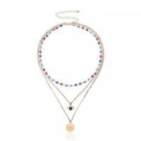 Multi Layer Necklace Zinc Alloy with Resin Evil Eye plated multilayer & for woman Length 45 cm Sold By Set