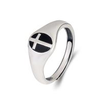 925 Sterling Silver Open Finger Ring, Adjustable & for woman & enamel, silver color, 10mm, Sold By PC