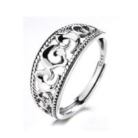 925 sidabro Atidaryti Finger Ring, Reguliuojamas & moters & tuščiaviduris, sidabras, Pardavė PC