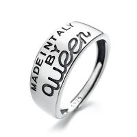 925 sidabro Atidaryti Finger Ring, pateptas, Reguliuojamas & moters, sidabras, 9mm, Pardavė PC