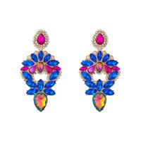Rhinestone Earring, Tibetan Style, plated, fashion jewelry & for woman & with rhinestone, more colors for choice, nickel, lead & cadmium free, 34x76mm, Sold By Pair
