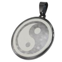 Stainless Steel Pendants Round ying yang original color Sold By PC