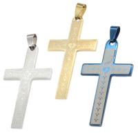 Nehrđajućeg čelika križa Privjesci, Nehrđajući čelik, više boja za izbor, 52x29x1mm, Prodano By PC