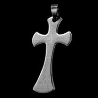 Нержавеющая сталь крест подвески, нержавеющая сталь, Kресты, оригинальный цвет, 46x26x1mm, продается PC