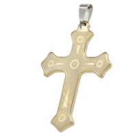 Stainless Steel Cross Pendants, golden, 50x36x1mm, Sold By PC