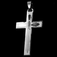 Stainless Steel Cross Pendants, original color, 52x30x1mm, Sold By PC