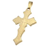 Stainless Steel Cross Pendants, golden, 54x35x1mm, Sold By PC