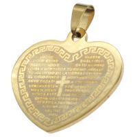 Stainless Steel Heart Pendants, golden, 32x34x1mm, Sold By PC