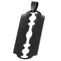 Bijoux pendentifs en acier inoxydable , noire, 42x21x1mm, Vendu par PC
