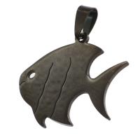 Stainless Steel Pendants, Fish, black, 30x32x1mm, Sold By PC