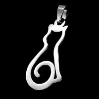 Stainless Steel Animal Pendants, Cat, original color, 32x17x1mm, Sold By PC