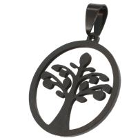 Stainless Steel Pendants, Lucky Tree, black, 31x28x1mm, Sold By PC