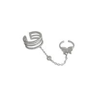 Cubique anneau en laiton Circonia Micro Pave, Placage, pavé de micro zircon & pour femme, argent, 135mm, Vendu par PC