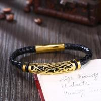 PU Leather Bracelet, with Titanium Steel, plated, braided bracelet & for man, more colors for choice, 11x53mm, Sold By PC