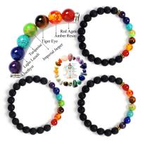 Gemstone Bracelets, Lava, with Gemstone, Buddhist jewelry & Unisex & different styles for choice, 8mm, 22PCs/Strand, Sold By Strand