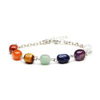 Gemstone Bracelets, Natural Stone, irregular, Unisex & oval chain, Sold Per Approx 7 Inch Strand