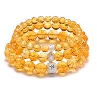 Quarz Armbänder, Gelbquarz Perlen, mit 925er Sterling Silber, rund, unisex & verschiedene Stile für Wahl, verkauft per ca. 7 ZollInch Strang