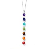 Natural Gemstone Necklace, with Tibetan Style, with 2.75inch extender chain, Round, plated, different materials for choice & Unisex, 100mm, 8mm, Sold Per Approx 17.7 Inch Strand