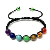 Gemstone Bracelets, with Cotton Cord, with 1.96inch extender chain, Round, Unisex, 8mm, 6mm, Sold Per Approx 6.7-10.6 Inch Strand
