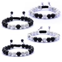 Gemstone Bracelets, Howlite, with Lava & Black Agate, Round, Unisex & different styles for choice, Sold Per Approx 7.28 Inch Strand