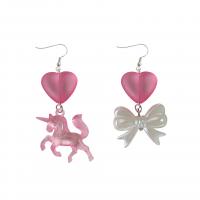 Asymmetric Earrings Acrylic with Zinc Alloy & for woman pink Sold By Lot