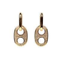 Huggie Hoop Drop ørering, Messing, guldfarve belagt, mode smykker & Micro Pave cubic zirconia & for kvinde, nikkel, bly & cadmium fri, 13x32mm, Solgt af par