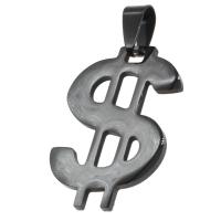 Stainless Steel Pendants, Dollar Sign, black, 33x23x1mm, Sold By PC