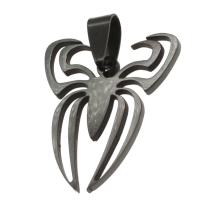 Bijoux pendentifs en acier inoxydable , araignée, noire, 29x25x1mm, Vendu par PC