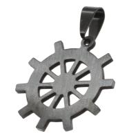 Stainless Steel Pendants, Ship Wheel, black, 28x27x1mm, Sold By PC