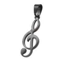 Stainless Steel Pendants, Music Note, black, 33x41x1mm, Sold By PC