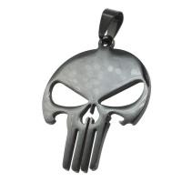 Roestvrij staal Skull Hangers, Schedel, zwart, 41x32x1mm, Verkocht door PC