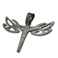 Stainless Steel Pendants, Dragonfly, black, 28x45x1mm, Sold By PC