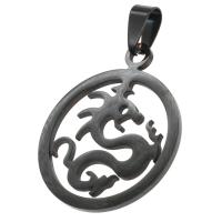 Stainless Steel Pendants, Round, black, 35x29x1mm, Sold By PC