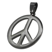 Rostfritt stål Smycken Hängen, ROSTFRITT STÅL, Peace Logo, svart, 34x30x1mm, Säljs av PC