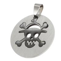 Stainless Steel Skull Pendants, Round, Halloween Jewelry Gift, mixed colors, 30x30x1mm, Sold By PC