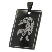 Stainless Steel Pendants Rectangle With Animal Pattern black Sold By PC