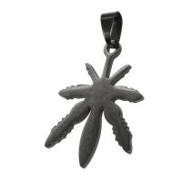 Bijoux pendentifs en acier inoxydable , Feuille d'érable, noire, 36x26x1mm, Vendu par PC